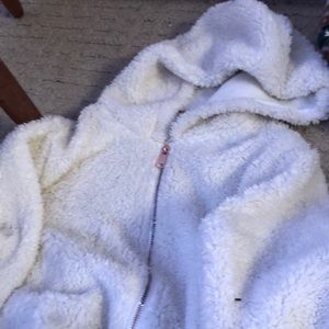 White teddy bear zip up jacket